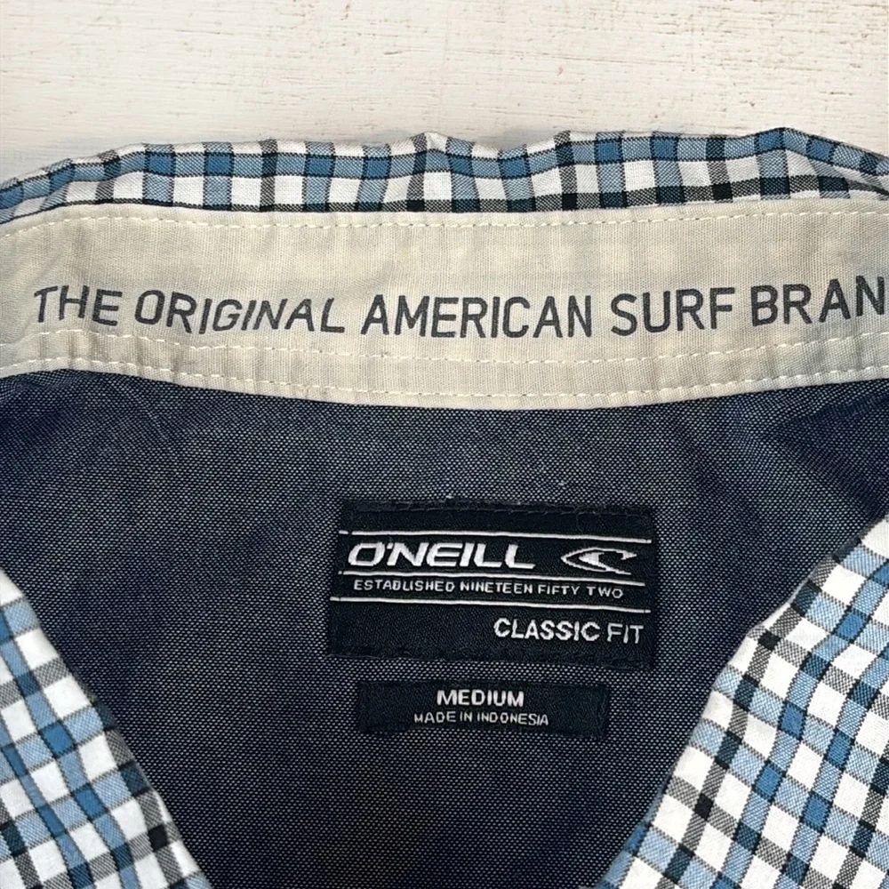 ONeill‎ Shirt Mens Medium Gingham Checked Button Down